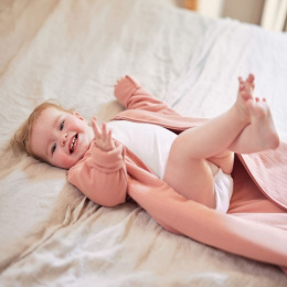 Jollein - Śpiworek niemowlęcy całoroczny z odpinanymi rękawami 110 cm Basic stripe Rosewood
