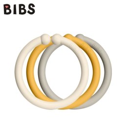 BIBS - Ogniwa Zestaw 12 szt. Loops Ivory-Honey bee-Sand