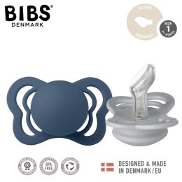 BIBS - Smoczek anatomiczny 2 szt. S (0-6 m) Couture Cloud-Steel blue