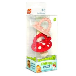 RaZbaby - Gryzak logopedyczny Grzybek dla niemowląt na ząbkowanie 2 szt. Red-Pink