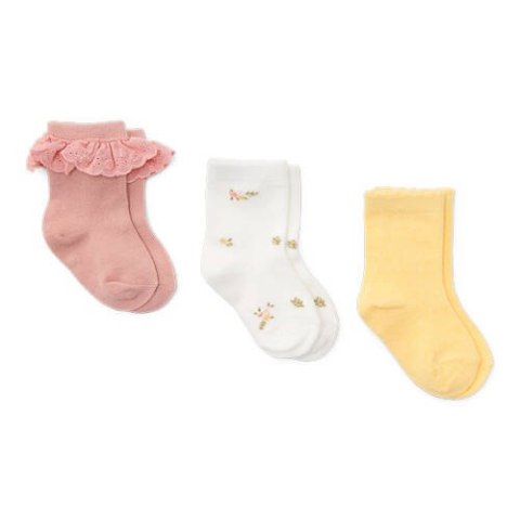 Little Dutch - Skarpetki 3 szt. r. 23-26 Flower Pink-Meadows White-Honey Yellow