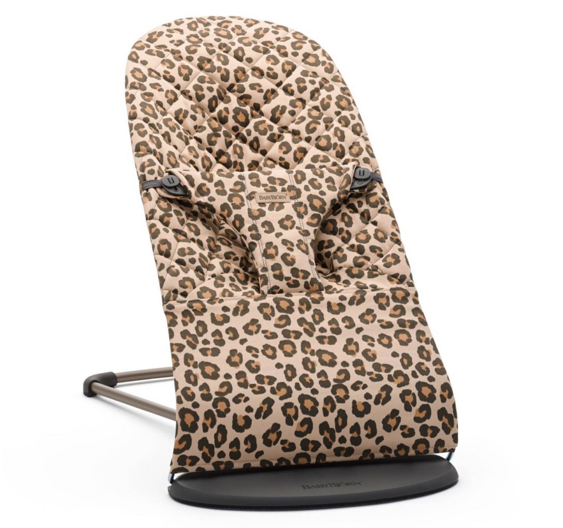 BabyBjörn - Leżaczek Bliss Dark grey Classic quilt Cotton Beige-Leopard