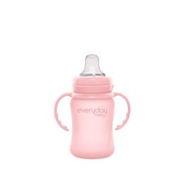 Everyday Baby - Szklana butelka z ustnikiem niekapkiem i rączkami 150 ml Rose pink