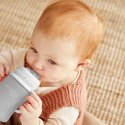 Everyday Baby - Szklana butelka z ustnikiem niekapkiem i rączkami 150 ml Quiet grey
