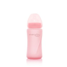Everyday Baby - Szklana butelka ze smoczkiem M 240 ml Rose pink