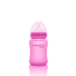 Everyday Baby - Szklana butelka ze smoczkiem reagująca na temperaturę S 150 ml Cerise pink