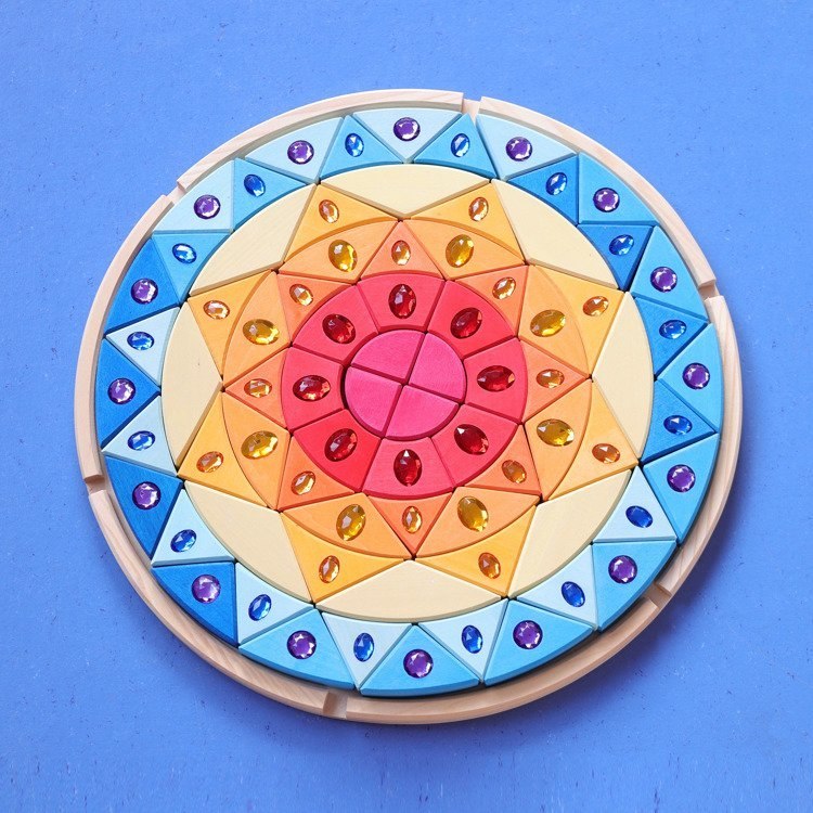 Grimm's - Układanka z kryształkami Mandala błyszcząca średnica 44 cm Rainbow