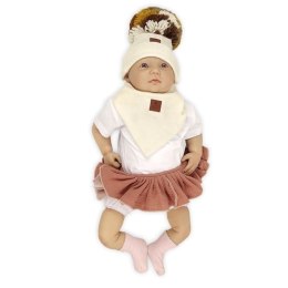 Pom Pom - Komplet niemowlęcy Czapka z bandanką Alpaca S Boho Ivory
