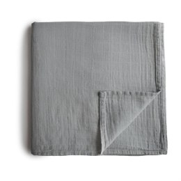 Mushie - Otulacz z bawełny organicznej 120 x 120 cm Belgian grey