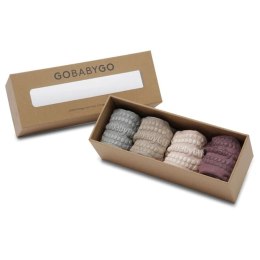 GoBabyGo - Antypoślizgowe bawełniane skarpetki do nauki chodzenia 1-2 lata 4 szt. Soft pink-Grey melange-Misty plum-Sand