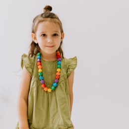 Jellystone Designs - Silikonowy naszyjnik dla dziecka Księżniczka na ziarnku grochu Bright rainbow