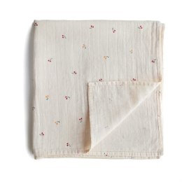 Mushie - Otulacz z bawełny organicznej 120 x 120 cm Cherries