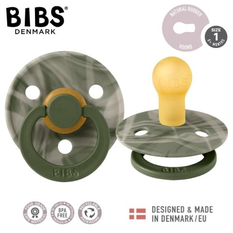 BIBS - Smoczek uspokajający 2 szt. S (0-6 m) Colour Tie dye Green hunter-Sand