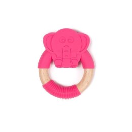 Bo Jungle - Gryzak drewniano-silikonowy Animals Elephant Pink