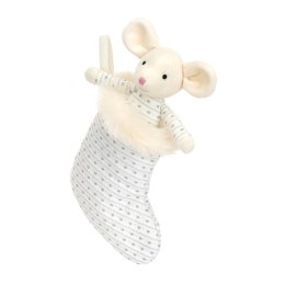 Jellycat - Pluszak 20 cm Myszka w lśniącej skarpecie Shimmer stocking
