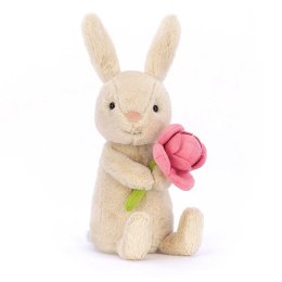 Jellycat - Pluszak 15 cm Wesoły króliczek z kwiatem peoni Bonnie