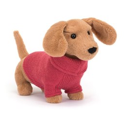 Jellycat - Pluszak 14 cm Piesek Jamnik w swetrze Sweater Pink