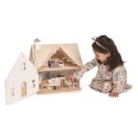 Tender Leaf Toys - Drewniany dwupiętrowy domek dla lalek z wyposażeniem