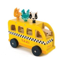 Tender Leaf Toys - Drewniany samochód Taksówka ze zwierzątkami