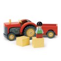 Tender Leaf Toys - Drewniany traktor z przyczepą i akcesoriami