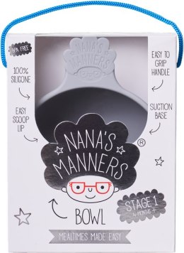 Nana's Manners - Miska silikonowa z przyssawką i uchwytem 6-12 m Etap 1 Grey