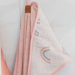 Muumee - Ręcznik niemowlęcy z kapturkiem z frotty bambusowej Rainbow