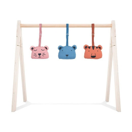 Jollein - Zabawki interaktywne do stojaka Babygym 3 szt. Animal club Steel blue-Rust-Soft pink