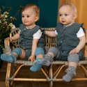 GoBabyGo - Skarpetki antypoślizgowe do nauki chodzenia 1-2 lata Bamboo Katie and Millie Orange-Grey melange