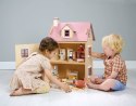 Tender Leaf Toys - Drewniany trzypiętrowy domek dla lalek z wyposażeniem Foxtail Villa